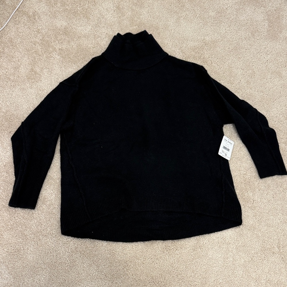 Free People Afterglow Black Turtleneck Sweater